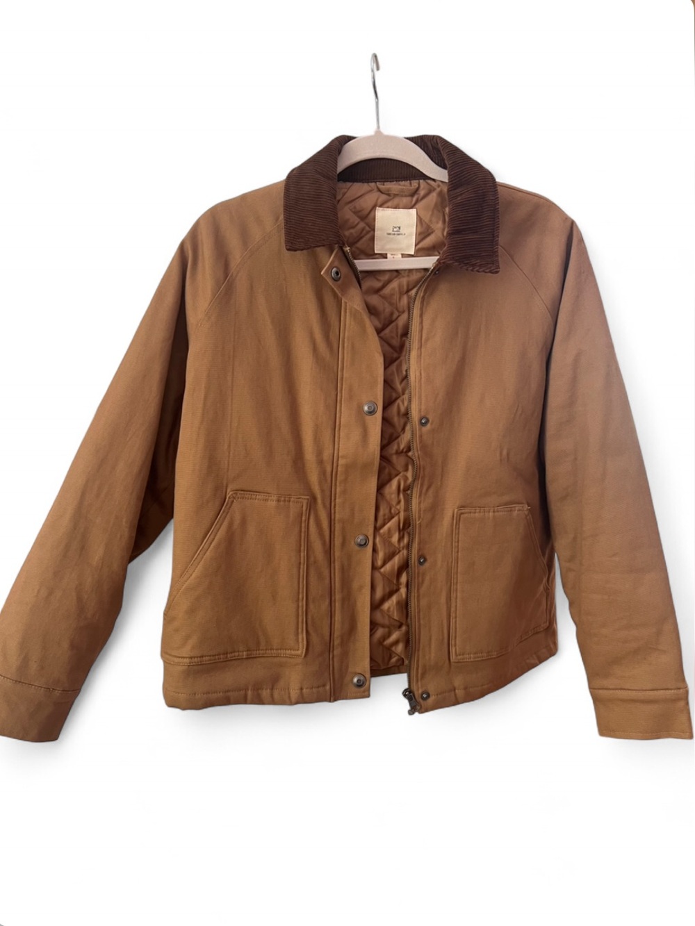 Thread + Supply Quilted Lined Utility Jacket Brown Small Corduroy Collar